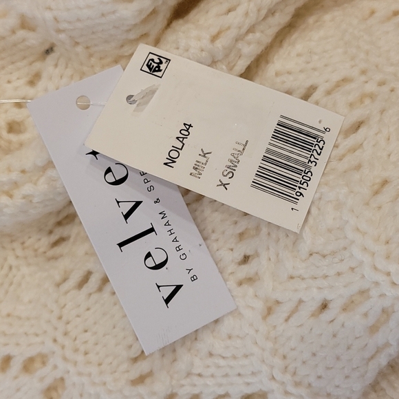 NWT VELVET by Graham & Spencer Bloomingdale's Wool Pointelle Sweater Ivo… - Picture 4 of 4